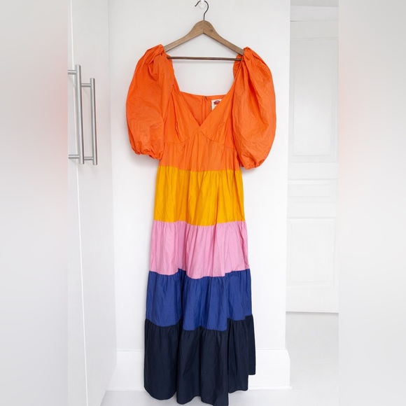 Farm Rio Tiered Colorblocked Maxi Dress NWT - Picture 6 of 9